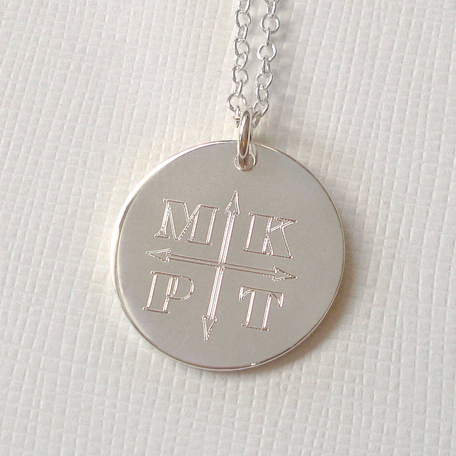 Engraved Monogram Arrows Personalised Necklace - AMAZINGNECKLACE.COM