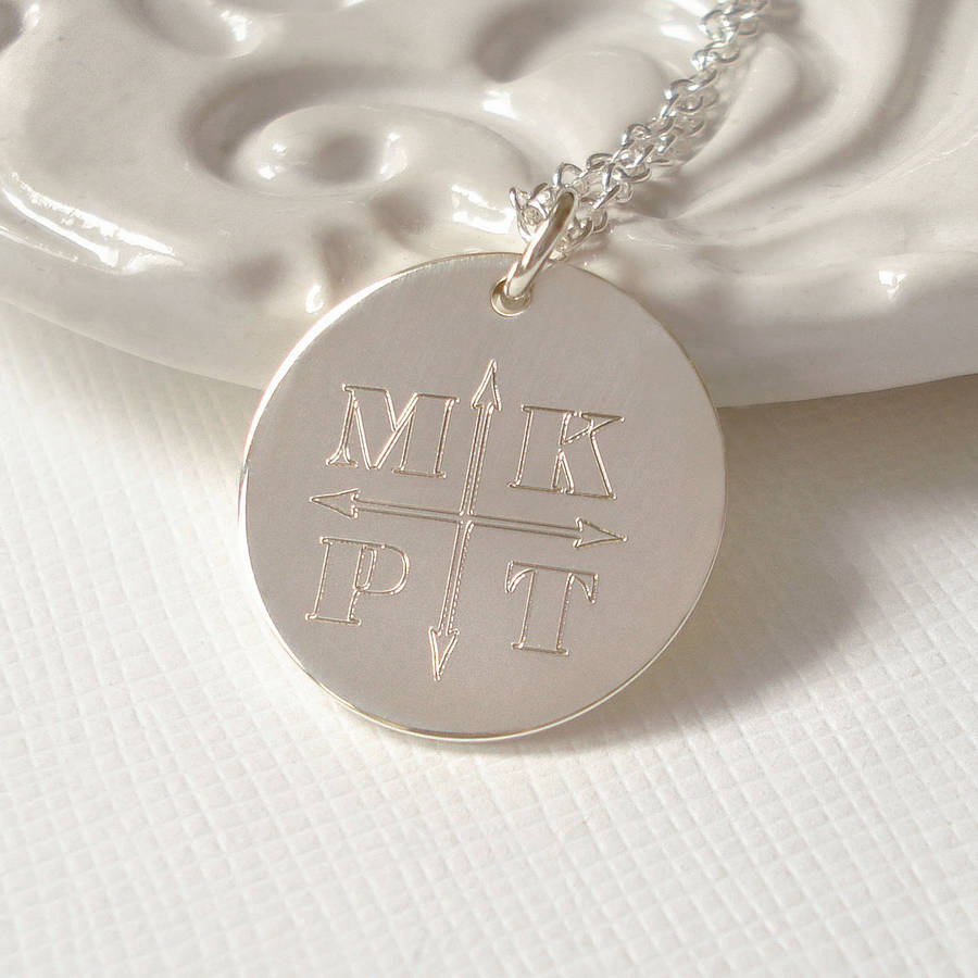 Engraved Monogram Arrows Personalised Necklace - AMAZINGNECKLACE.COM