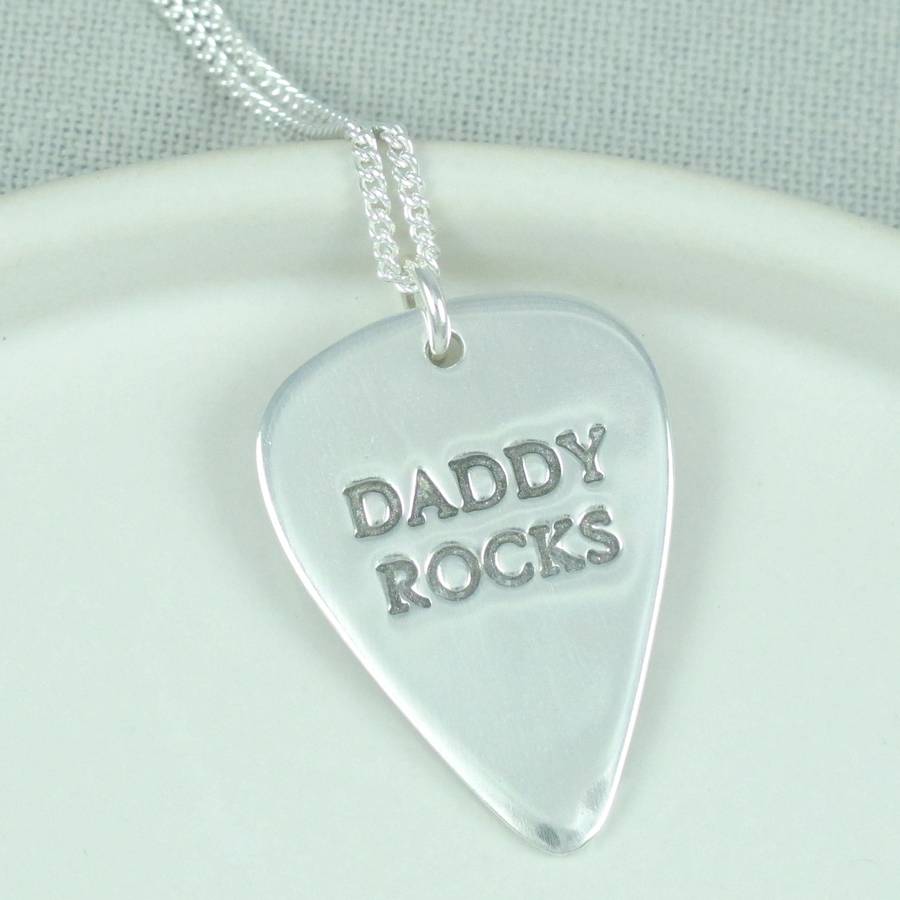 Personalised Mens Silver Plectrum Necklace - AMAZINGNECKLACE.COM