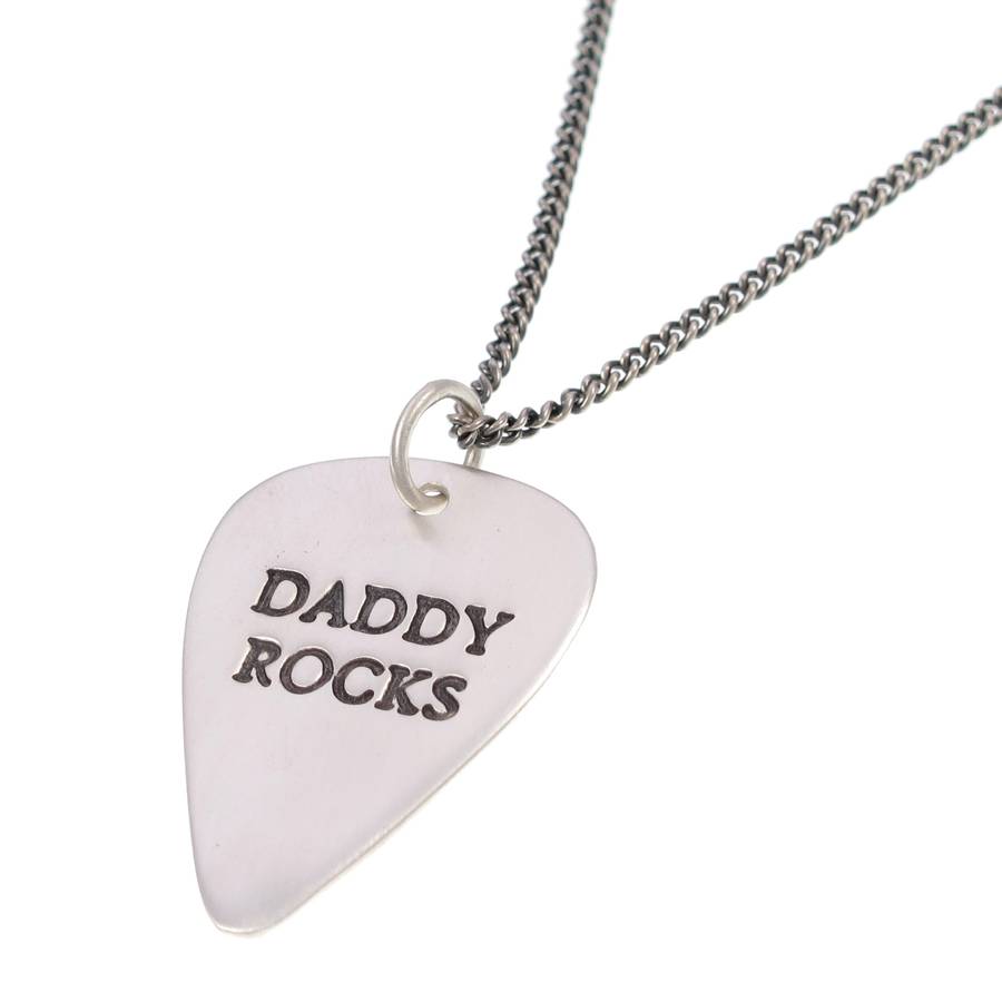 Personalised Mens Silver Plectrum Necklace - AMAZINGNECKLACE.COM