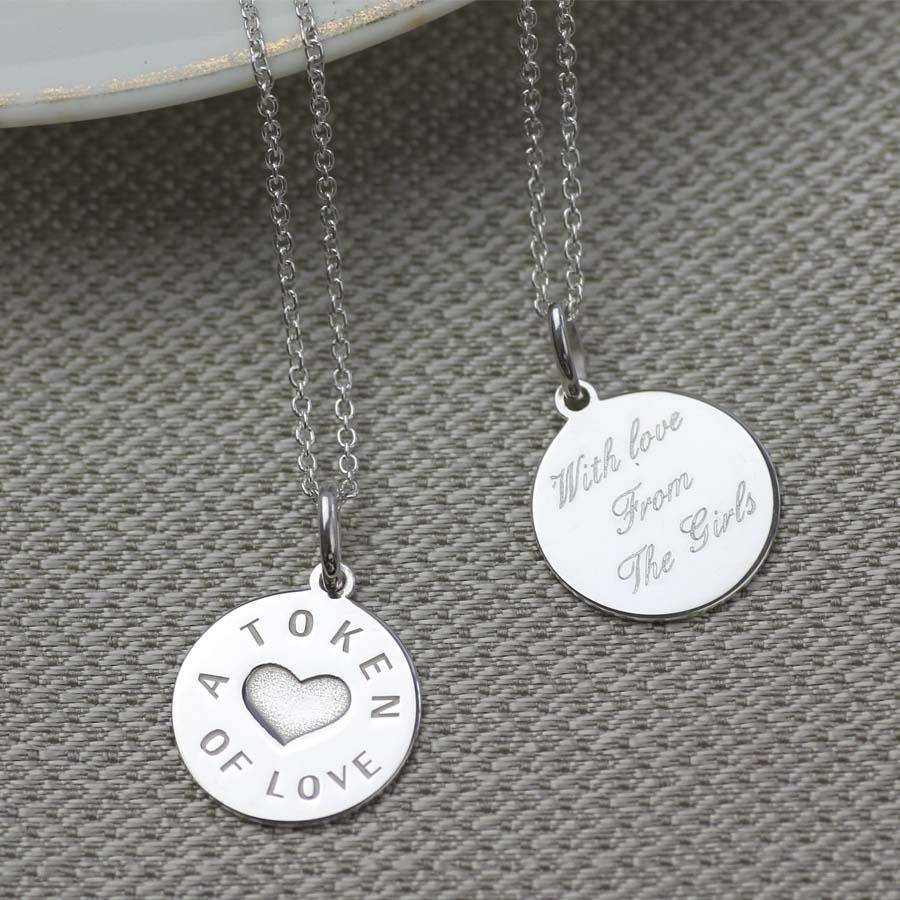 Personalised Silver And Gold Love Token Pendant - AMAZINGNECKLACE.COM