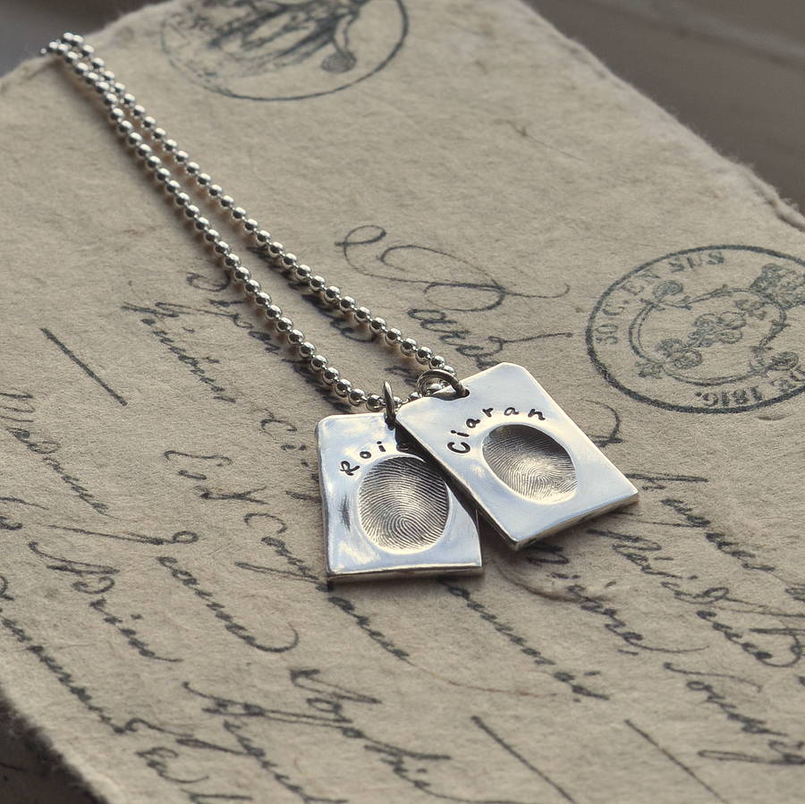 Personalised Fingerprint Silver Dog Tags - AMAZINGNECKLACE.COM
